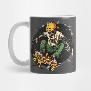 skeletal riding Skateboard pizza Mug